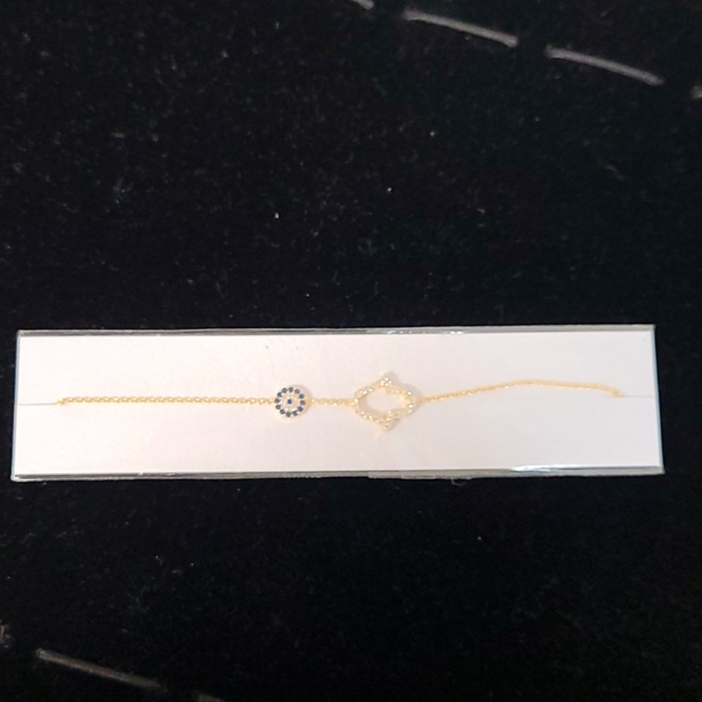Sterling Silver with Cz Diamonds gold Hamsa Bracelets
